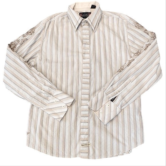 English Laundry Christopher Wicks Embroidered  striped button down L/S shirt. XL - Picture 1 of 16